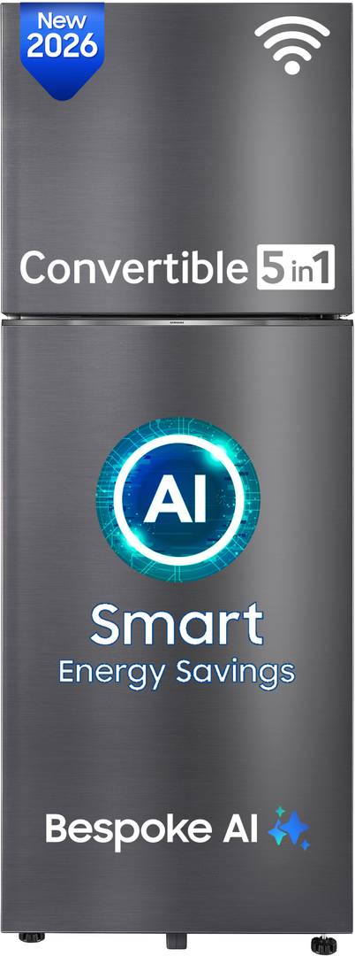 Samsung 419 L Frost Free Double Door 3 Star Refrigerator  with Convertible 5-in-1, Wifi Enabled, Bespoke AI, Digital Inverter, 2026 Model BLACK DOI, R