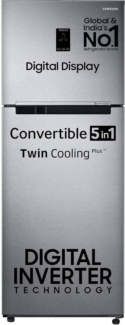 Samsung 385 L Frost Free Double Door 2 Star Convertible Refrigerator  with Digital Inverter, Convertible 5-in-1 and Display (Refined Inox, RT42C5532S9