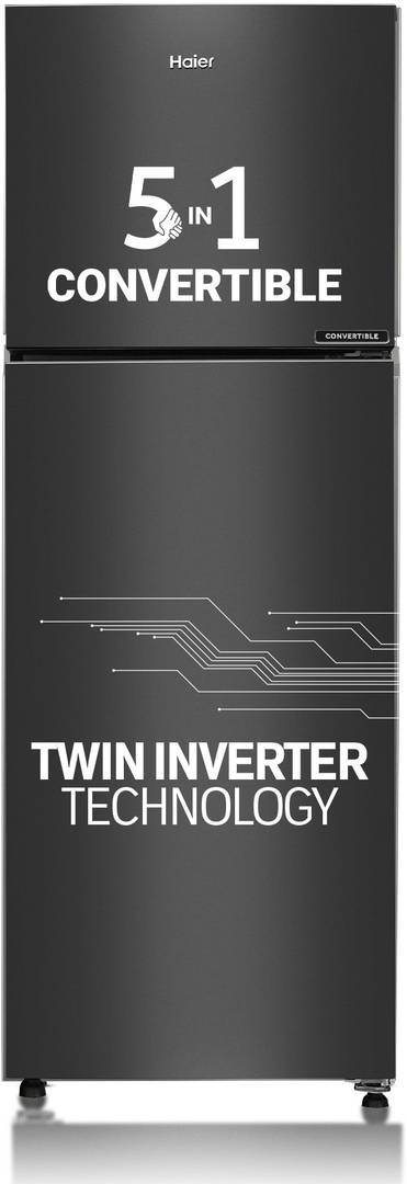Haier 240 L Frost Free Double Door 3 Star Convertible Refrigerator  with Convertible 5 in 1Turbo Icing GE Black, HEF-253GB-P