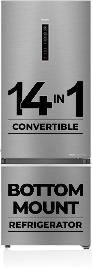 Haier 445 L Frost Free Double Door 2 Star Convertible Refrigerator  with Convertible 14-in-11 hour IcingDigital Control Panel Inox Steel, HRB-4952BIS-