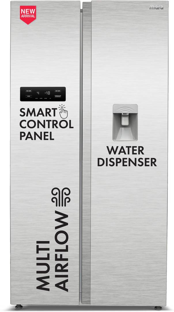 MarQ by Flipkart 584 L Frost Free Side by Side Refrigerator  with Water Dispenser, Fresh Lock and Multi Airflow Technology (Silver, 584MS025MQSD)