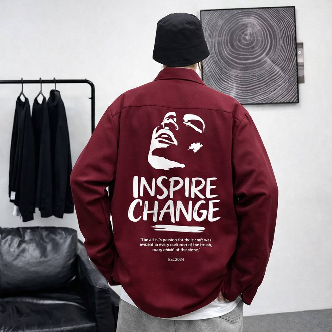Men Oversized Fit Graphic Print Spread Collar Casual Shirt