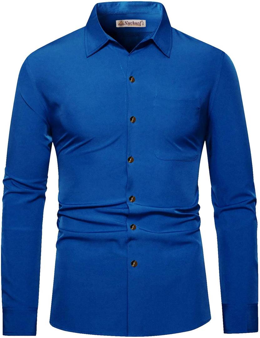Navkanj Men Solid Casual Blue Shirt