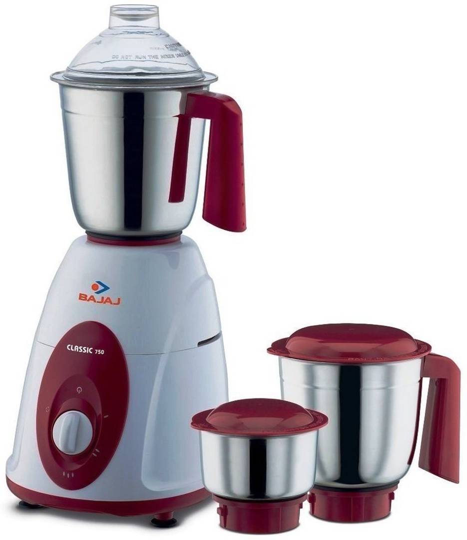 BAJAJ CLASSIC 750 W Mixer Grinder (Classic | 3 Jars | Maroon, White)