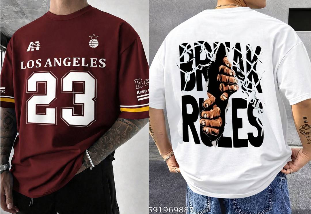 Pack of 2 Men Printed Round Neck Cotton Blend Maroon, White T-Shirt