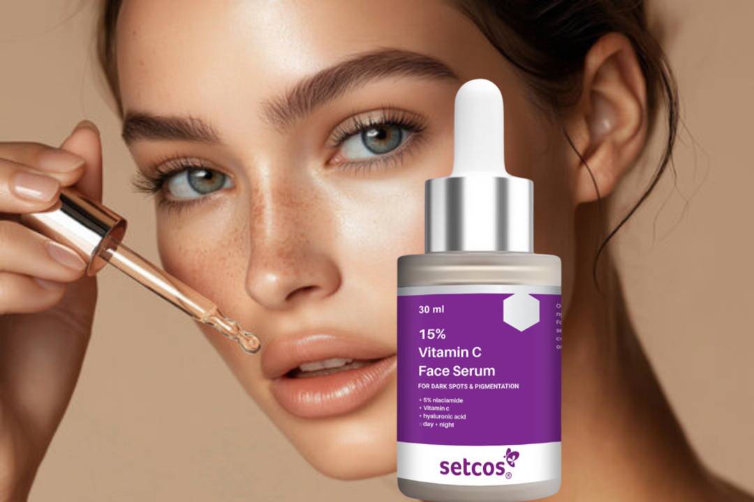 SETCOS 15% Vitamin C Face Serum with 5% Niacinamide & Hyaluronic Acid | For Skin Radiance | Non Irritating & Non Sticky | Brightening Serum for Dull S