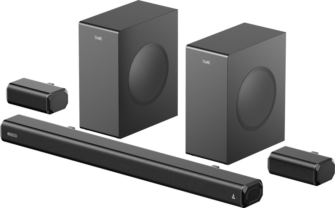 boAt Aavante Bar Prime DA600,Dual Subwoofer,Rear Speaker 600 W Bluetooth Soundbar Midnight Black, 5.2 Channel