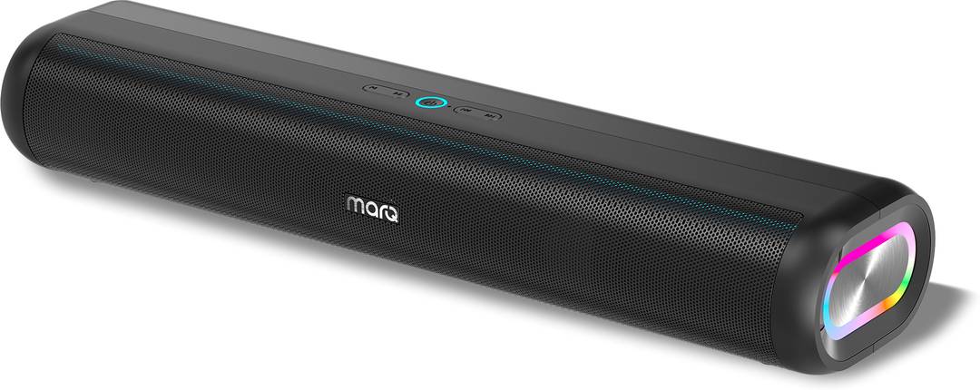 MarQ by Flipkart Thunder with Dual Drivers, Upto 8Hrs of Playback, RGB LED lights 40 W Bluetooth Soundbar Black, 2.0 Channel