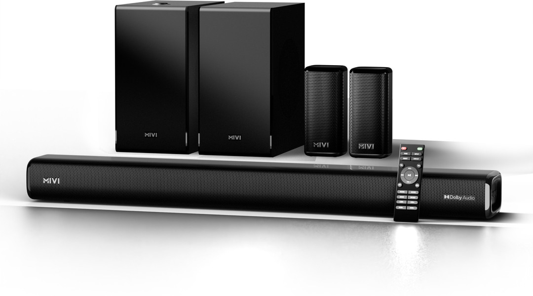 Mivi Fort Sonic 900 Soundbar, Dual Subwoofers, Dolby Audio, 5.2 Channel 900 W Bluetooth Soundbar Black, Silver, 5.2 Channel