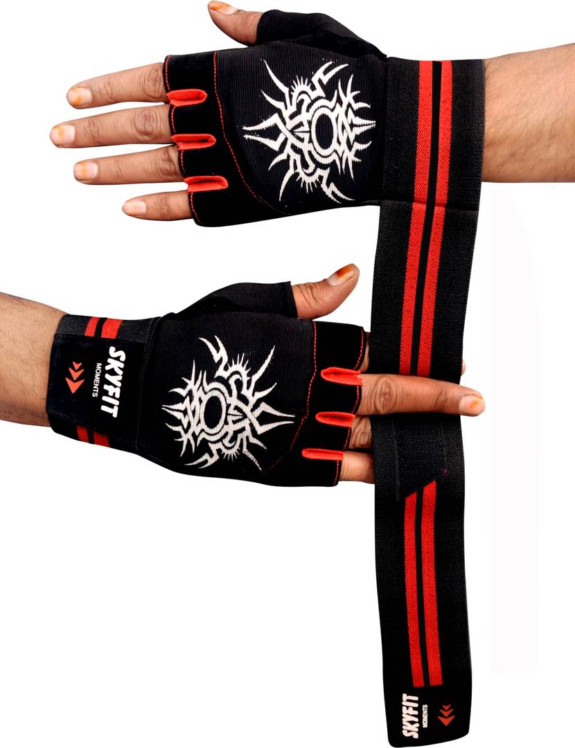 SKYFIT Super Dryfit Gym Sports Gloves For Men And Women With wrist support Gym & Fitness Gloves