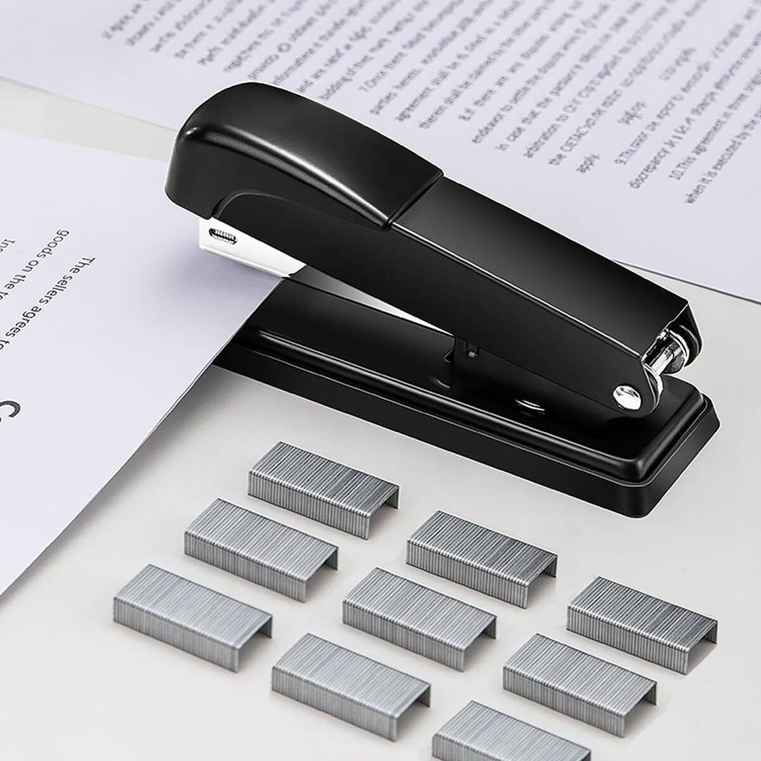 Wolpin ProGrip Black Metal Stapler Set with 1000 Pins for Office & School NA  Stapler