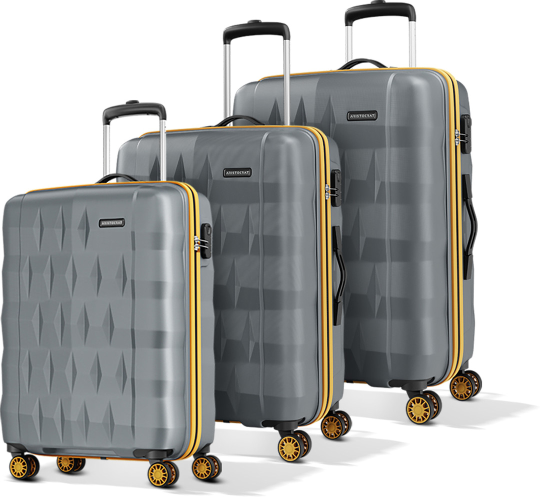 Aristocrat Comet 56, 66, & 76cm, Small+medium+large Trolley Cabin & Check-in Set 8 Wheels - 30 Inch