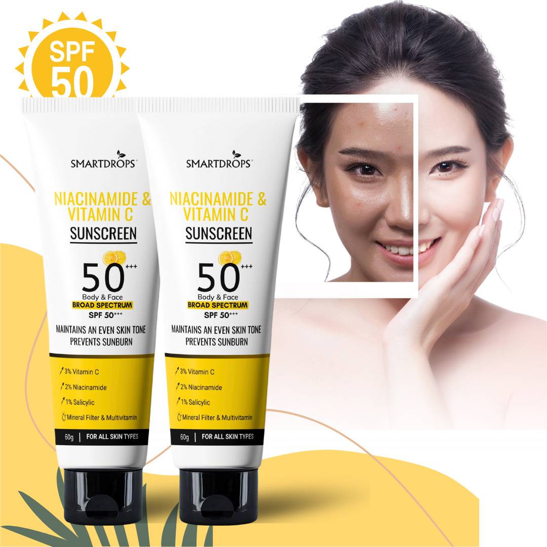 smartdrops sunscreen spf 50 pa cream oily skin no white cast uv protection