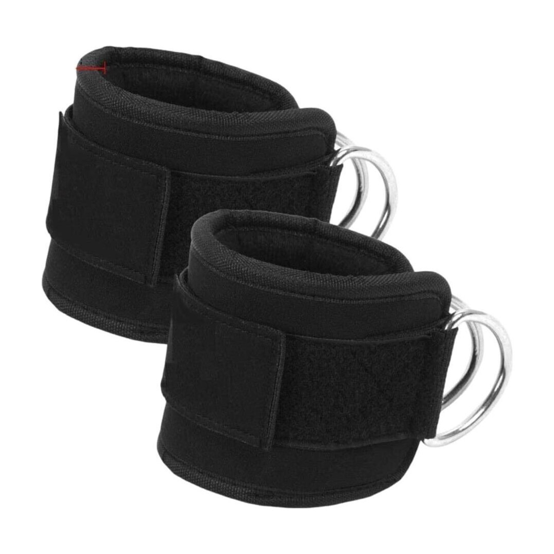 sachi sports Ankle Straps for Gym Cable Machines Attachment Workout With Heavy D-Ring Buckles Ankle Support Black
