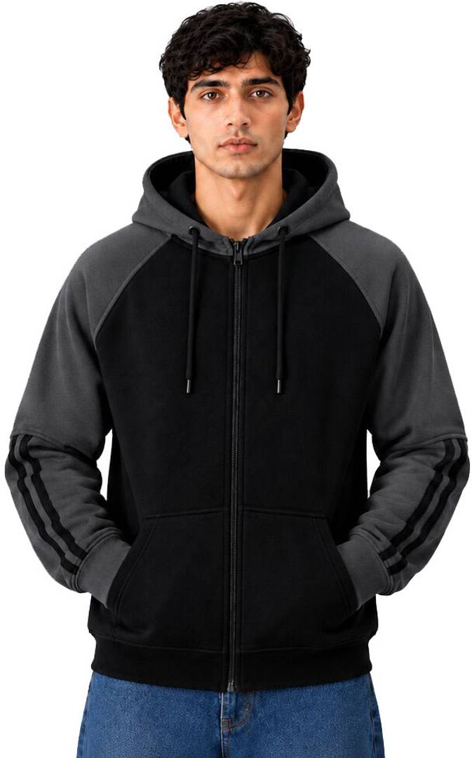 Men Full Sleeve Color Block Hooded Sweatshirt