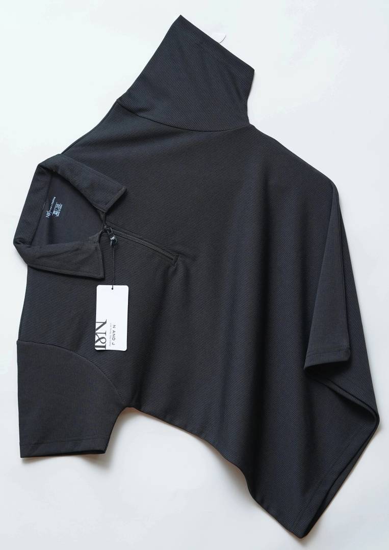 n j solid men polo neck black t shirt