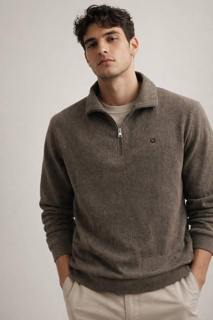 raj fashion solid embroidered men polo neck reversible brown t shirt