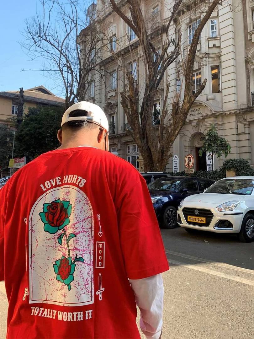 Men Printed Round Neck Cotton Blend Red T-Shirt