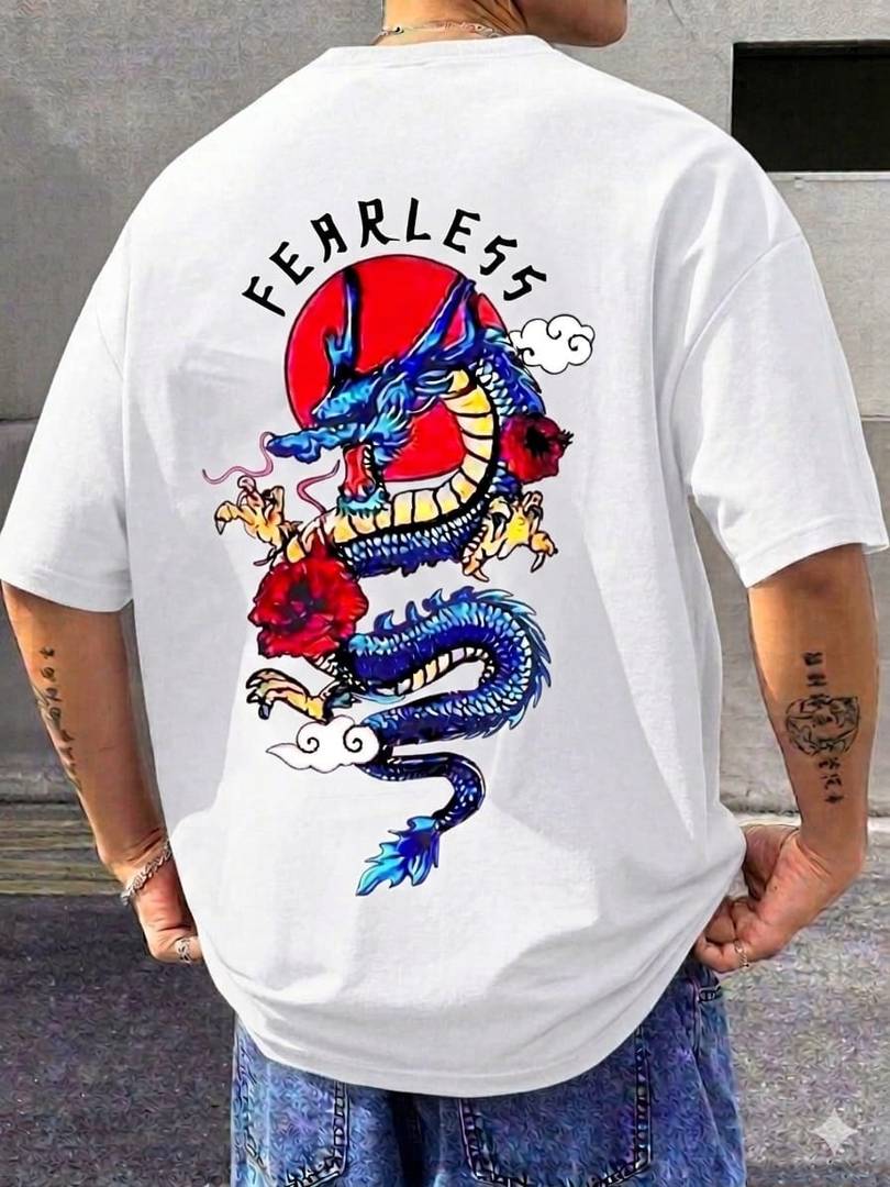 Men Graphic Print Round Neck Cotton Blend White T-Shirt