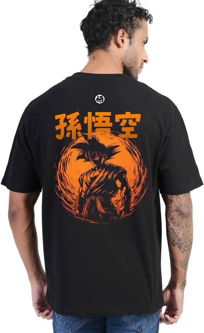 Mr Anime Graphic Print Men Round Neck Black T-Shirt