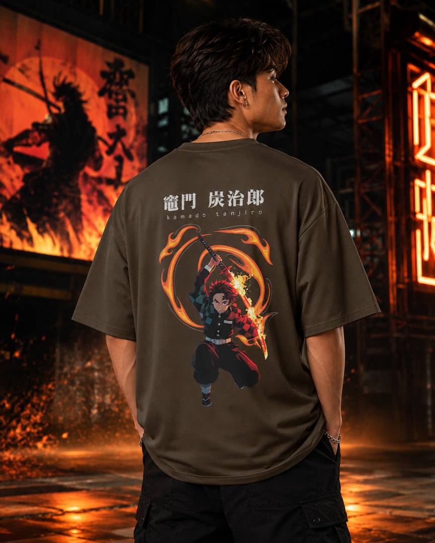 Men Printed Round Neck Pure Cotton Brown T-Shirt