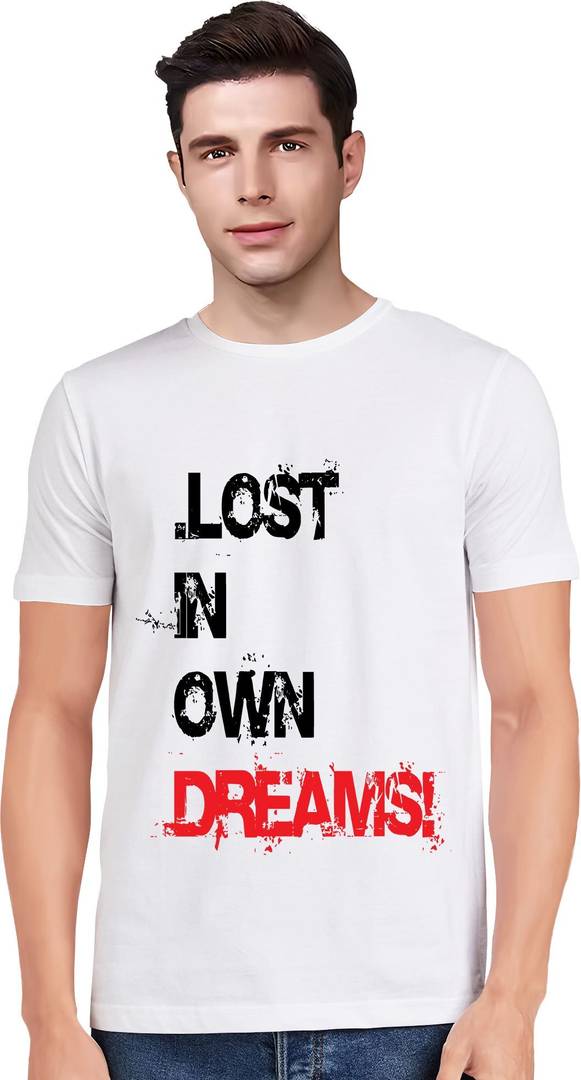 Men Graphic Print Round Neck Pure Cotton White T-Shirt