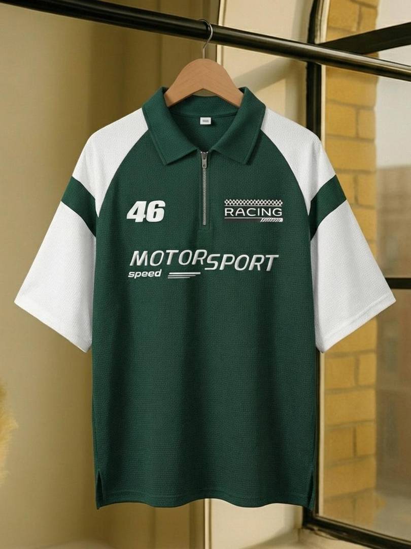 Try This Colorblock Men Polo Neck Green, Gold T-Shirt