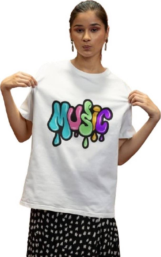 PDCLORI TRNDZ Graphic Print Women Round Neck White T-Shirt