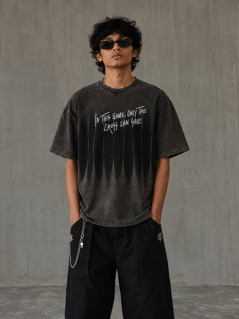 Men Printed Crew Neck Pure Cotton Black, Brown T-Shirt