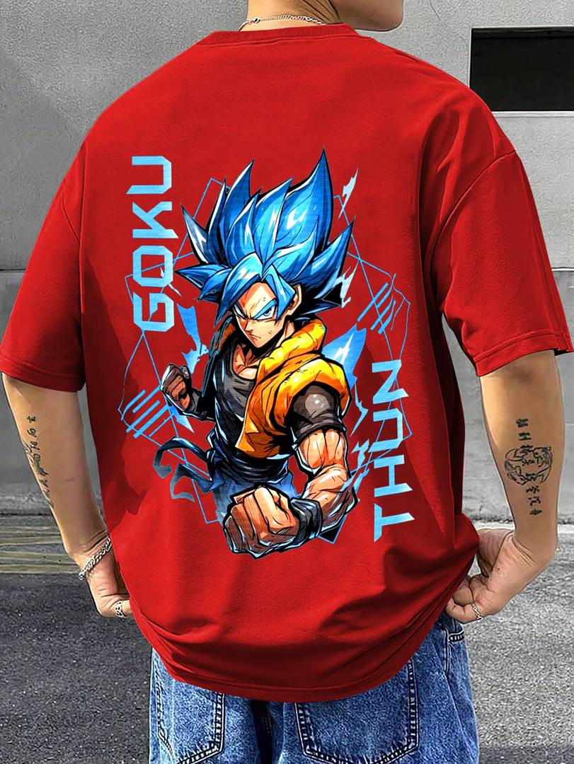 Men Graphic Print Round Neck Cotton Blend Red T-Shirt