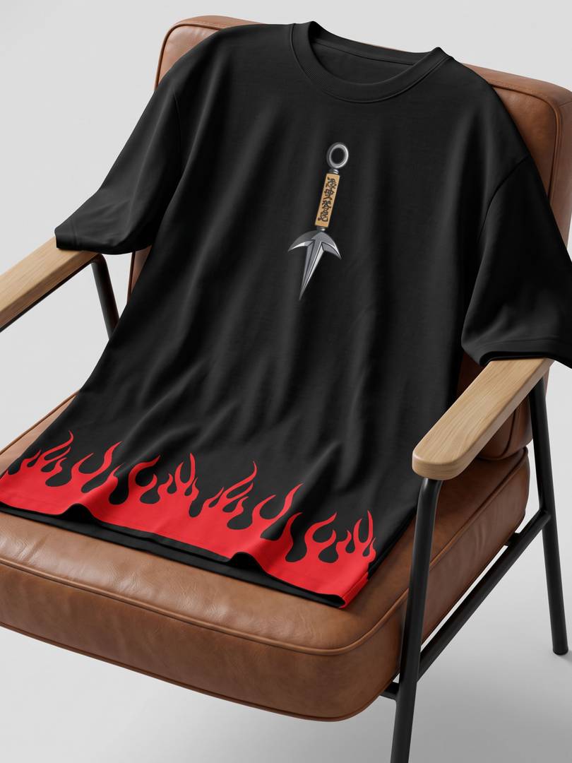 Men Graphic Print Round Neck Polycotton Black T-Shirt