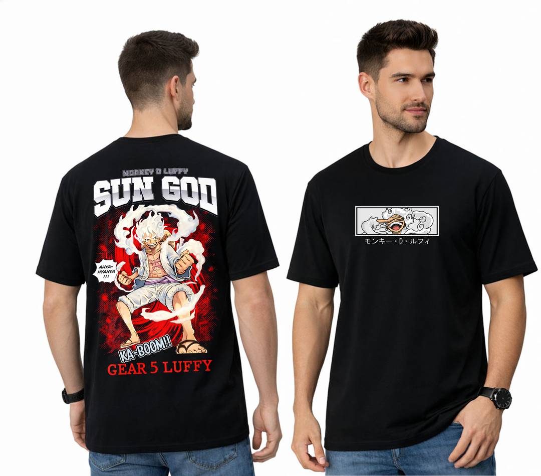 Men Printed Round Neck Cotton Blend Black T-Shirt