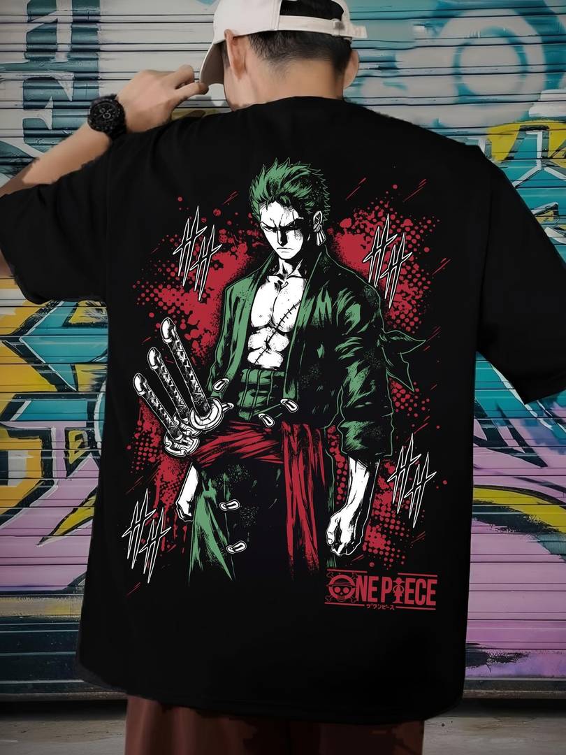 Men Graphic Print Round Neck Cotton Blend Black T-Shirt