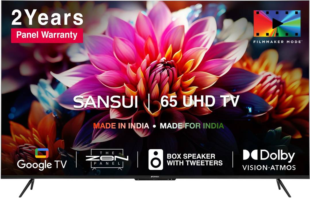 Sansui 165 cm (65 inch) Ultra HD (4K) LED Smart Google TV with Zen Panel Dolby Vision & Atmos Filmmaker Mode JSW65GSUHDFF