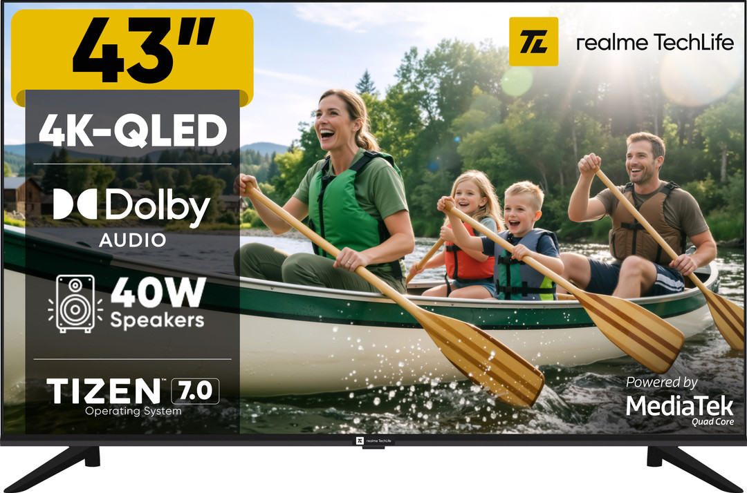 realme TechLife 109 cm (43 inch) QLED Ultra HD (4K) Smart Tizen TV 2026 Edition 43UHDTQRAWSQ