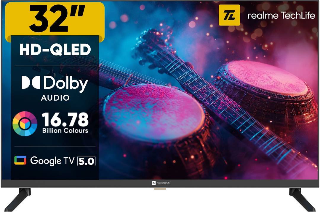 realme TechLife 80 cm (32 inch) QLED HD Ready Smart Google TV 32HDGQRDDAQ