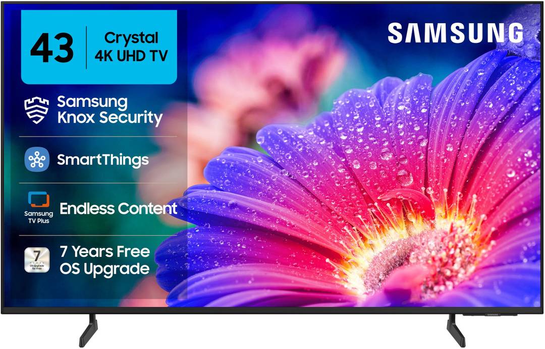 Samsung Crystal 4K Vista 108 cm (43 inch) Ultra HD (4K) LED Smart Tizen TV with 4K Upscaling | HDR 10+ | PurColor | Slim Look | Samsung Knox Security 
