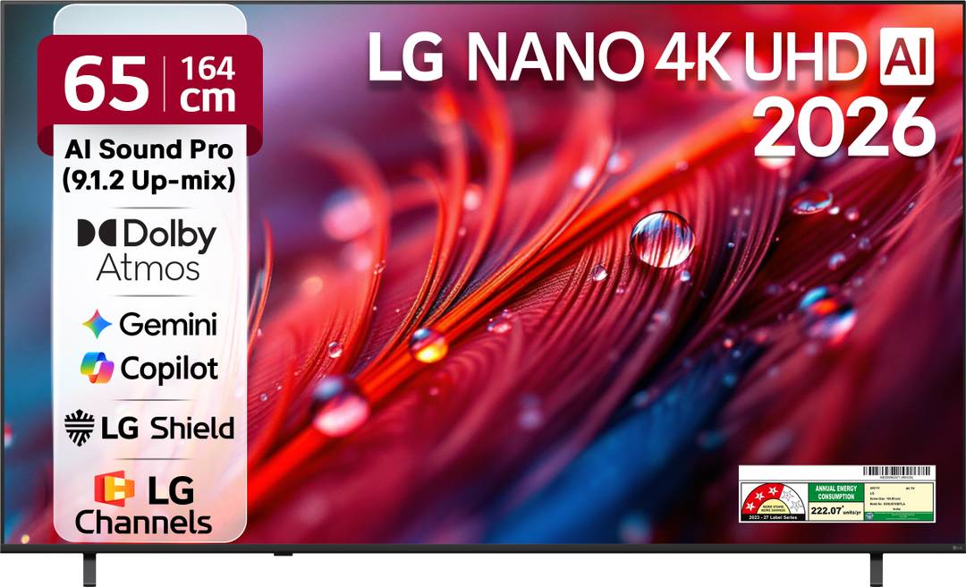 LG AI NU87 164 cm (65 inch) Ultra HD (4K) LED Smart WebOS TV 2026 Edition with NANO Detail Enhancer, HDR10 Pro, 4K Super Upscaling Alpha7 AI Processor