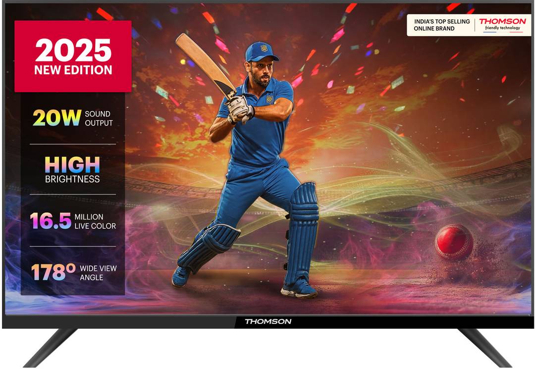 thomson 80 cm 32 inch hd ready led tv 20w sound output 2 speakers wide view angle vivid color bezel less design