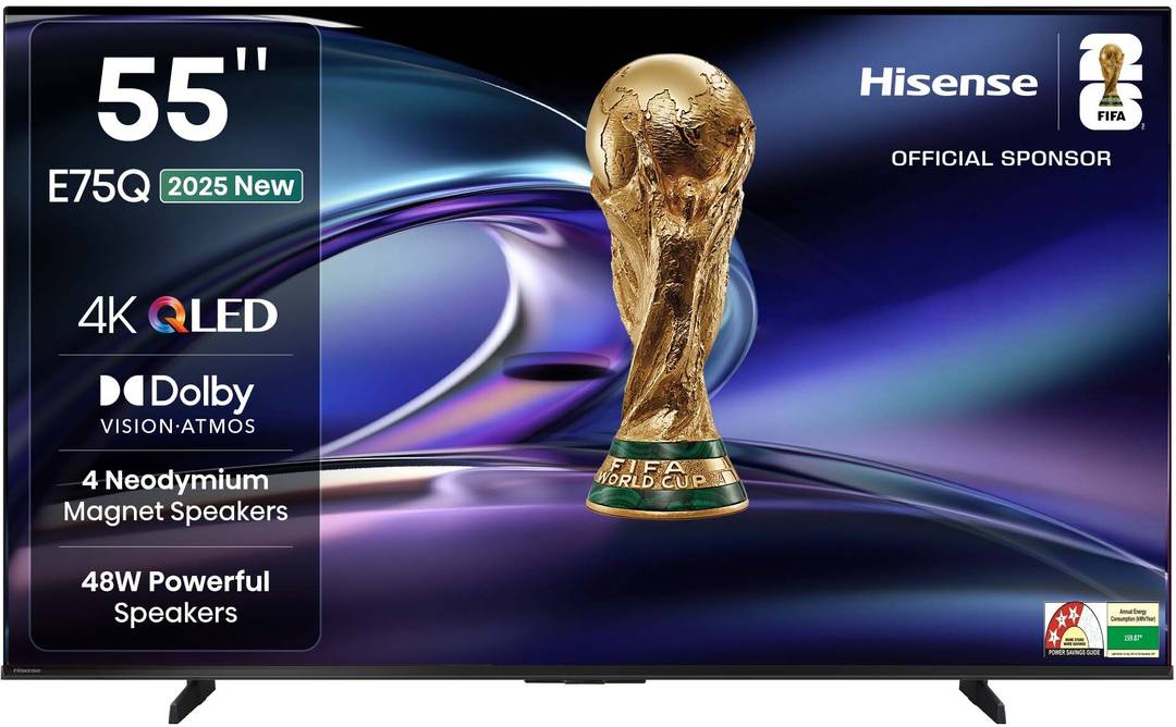 Hisense 55E75Q 139 cm (55 inch) QLED Ultra HD (4K) Smart VIDAA TV with 4 Speakers 48W Powerful Speakers| Dolby Vision Atmos| Cricket Mode 55E75Q