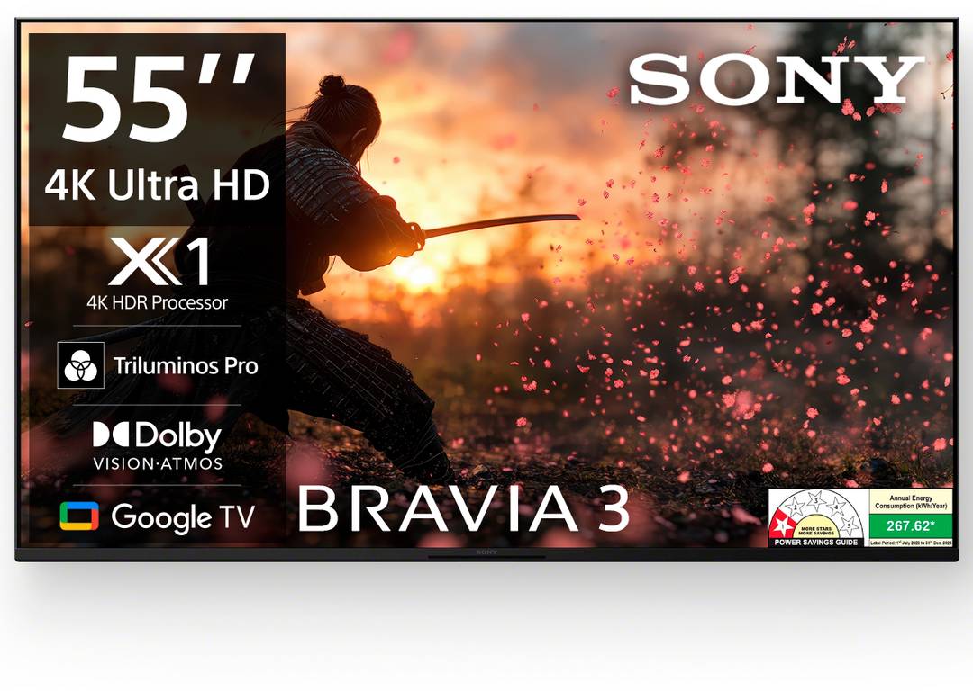 SONY Bravia 3 138.8 cm (55 inch) Ultra HD (4K) LED Smart Google TV with Dolby Vision| Dolby Atmos | Feature for Playstation 5 K-55S30B