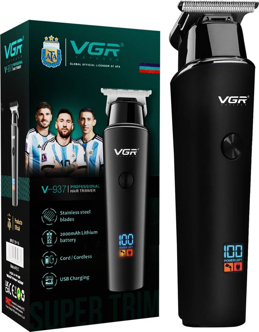 vgr v 937 professional hair trimmer led display 500 min runtime 4 length settings