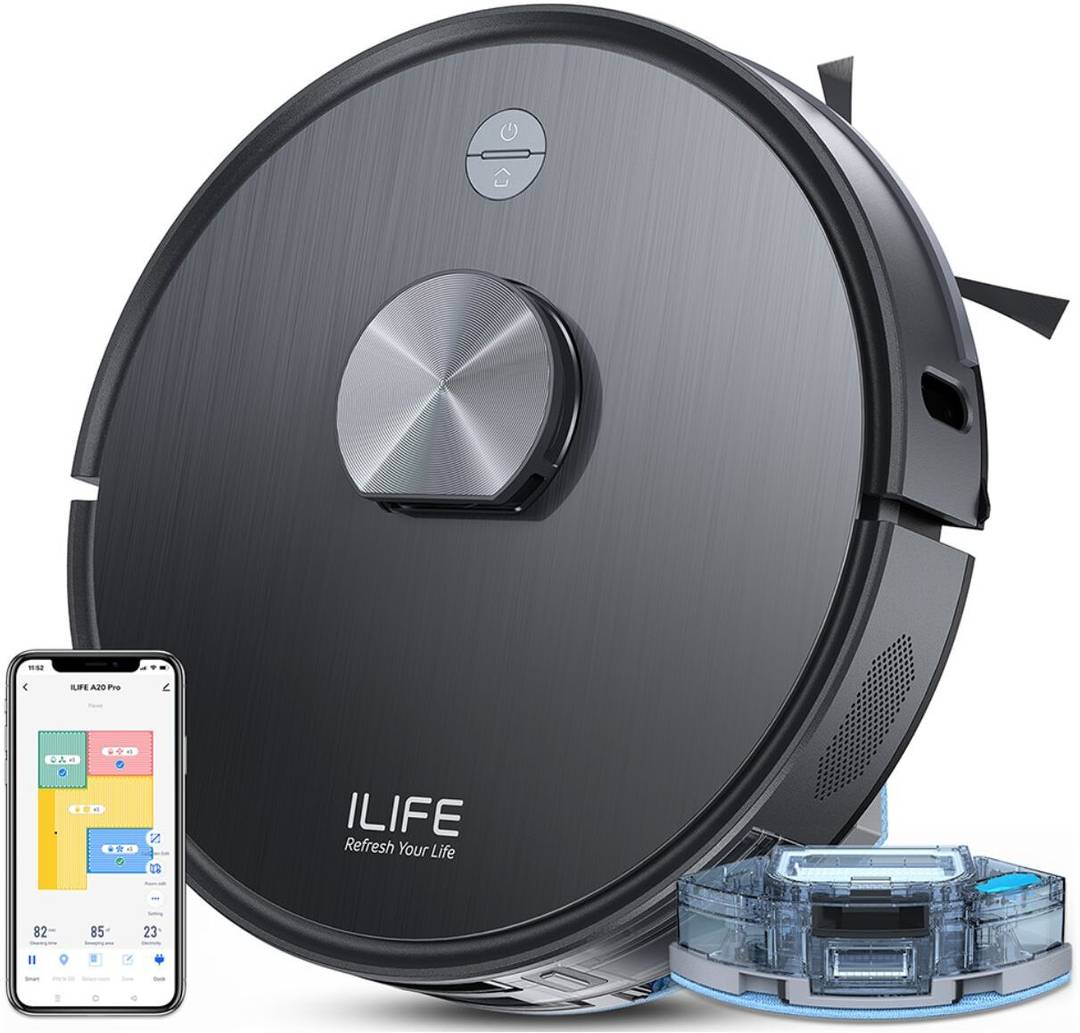 ILIFE A20 Pro LiDAR Robot Vacuum & Mop @6500Pa Suction, 5200mAh Battery, 'Y' Path Robotic Floor Cleaner with 2 in 1 Mopping and Vacuum, Reusable Dust 