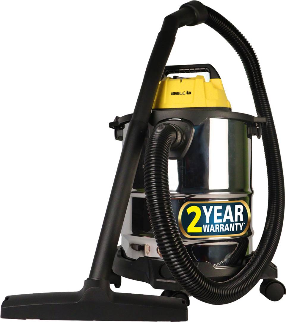 iBELL 2012WB Plus Vacuum Cleaner, 1400W Blowing & Suction, 20L Dual Quick Steel Drum, Wet & Dry Vacuum Cleaner Silver, Black, Yellow