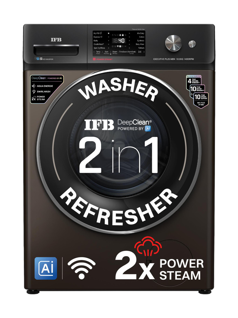 IFB 10 kg with 9 Swirl Wash, 2x Power Steam, Steam Refresh Program, Eco Inverter Motor, WiFi Enabled, DeepClean Powered by Ai Fully Automatic Front Lo