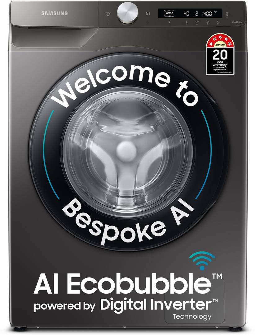 Samsung 9 kg 5 Star, Eco Bubble Technology, AI Control , Wi-Fi Enabled , Digital Inverter Motor, Hygiene Steam, Fully Automatic Front Load Washing Mac