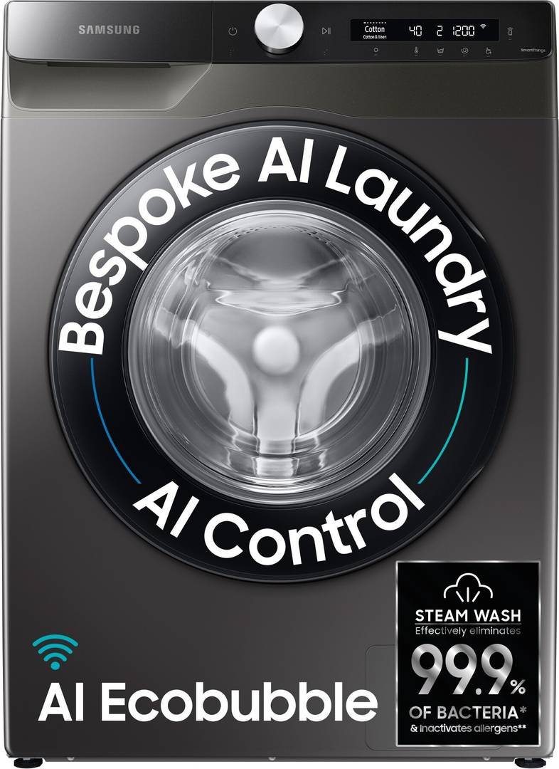 Samsung 8 kg 5 star, AI Control, AI Eco Bubble, Wi-Fi Fully Automatic Front Load Washing Machine with In-built Heater Black, Grey