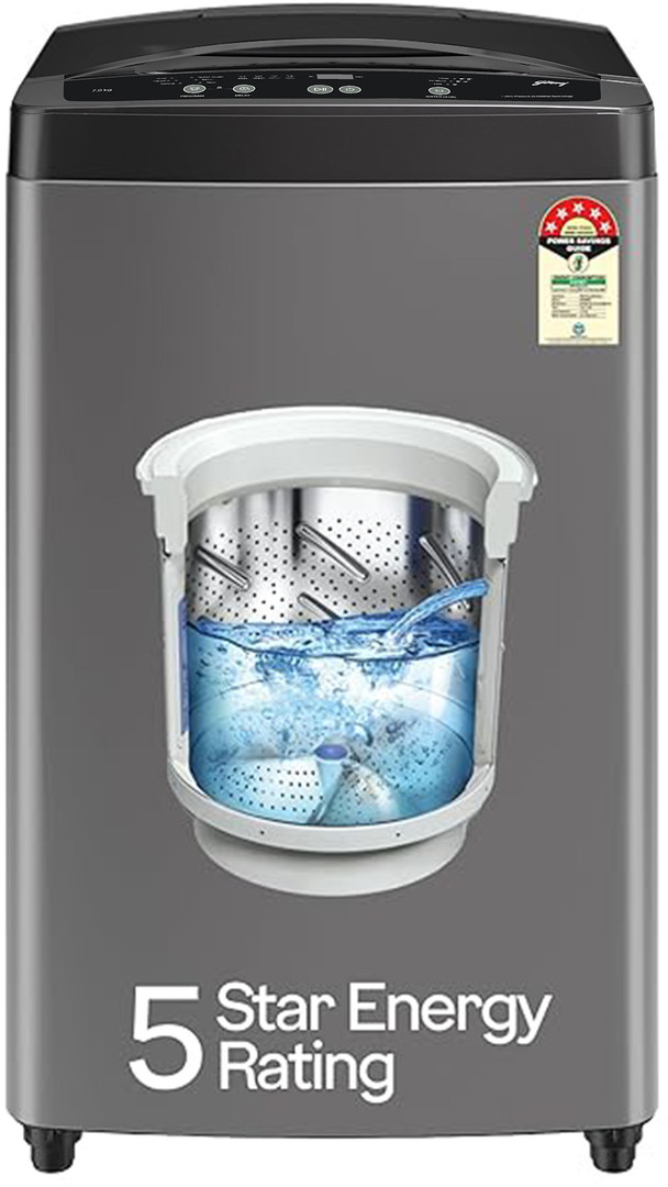 Godrej 7 kg 5 Star, Zero Pressure Technology Fills Tub 60% Faster, Stainless Steel Gravity Drum Fully Automatic Top Load Grey WTEON ALP 70 5.0 FDTN GP