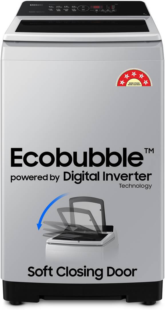 Samsung 7 Kg 5 Star, Ecobubble, Soft Closing Door, Digital Inverter Fully Automatic Top Load Washing Machine Grey