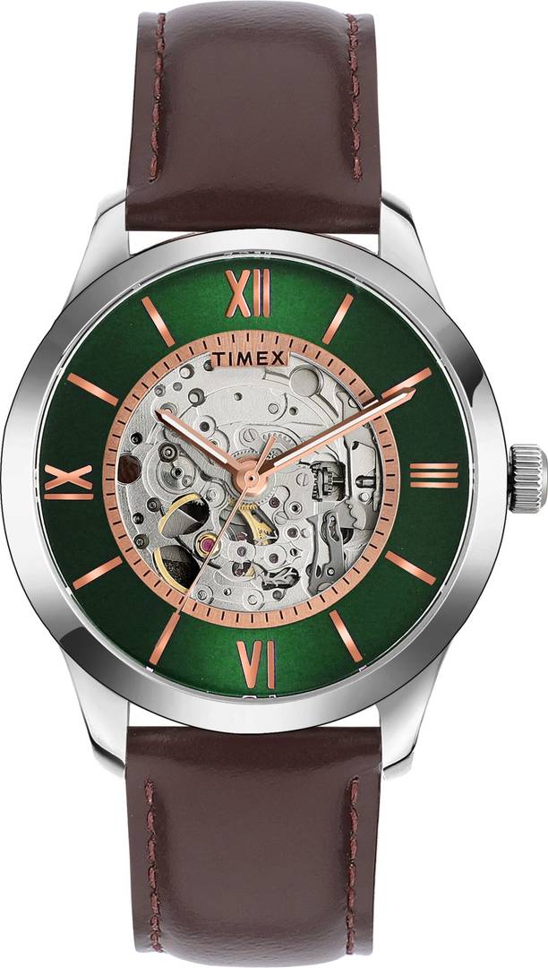 timex automatic green dial analog watch men